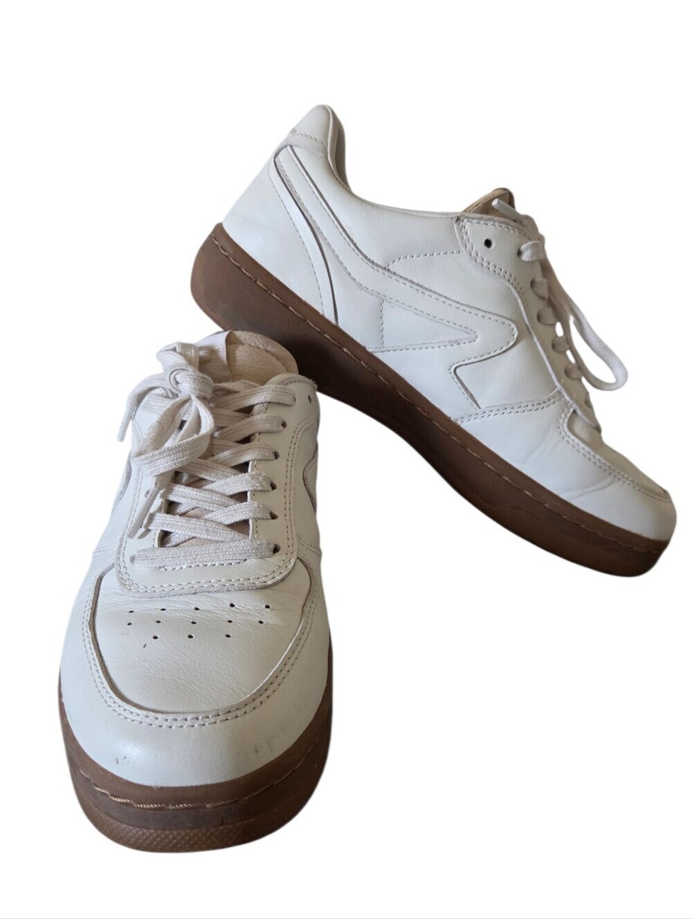 Rag & Bone Cream Leather Sneakers | Gum Sole | Women's Size 8 - Picture 6 of 10